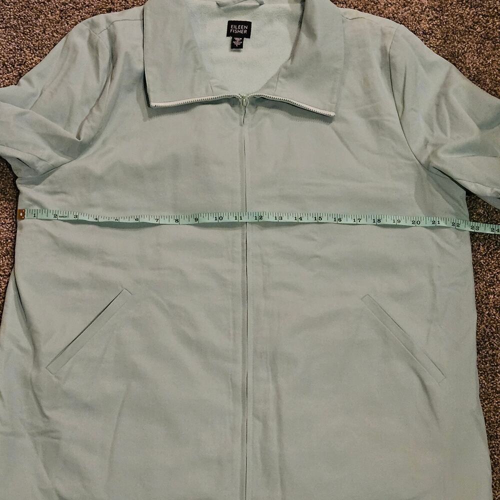 Eileen Fisher Jacket Women's Size L Aquamarine Blue Nylon Blend‎ Full Zip Collar - Picture 3 of 13